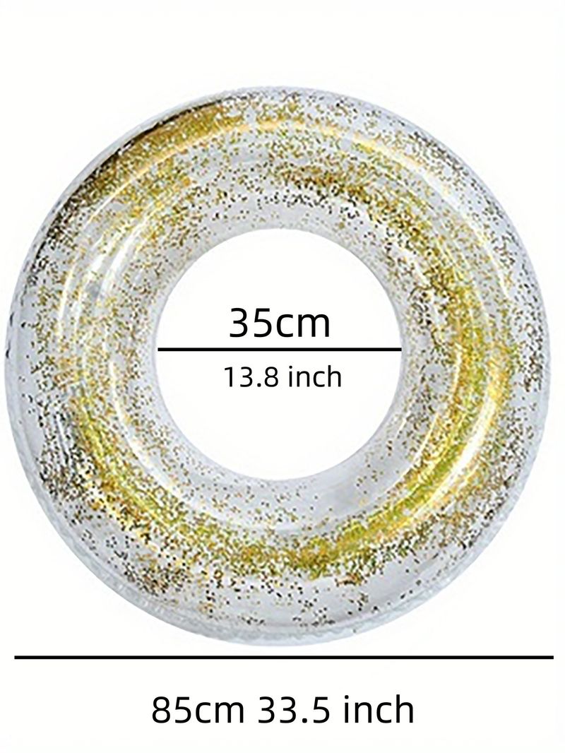 Glittrig transparent badring förtjockad PVC uppblåsbar poolmadrass för vuxna och barn, mousserande vatten, flytande ring med skimrande effekt_voghion.com