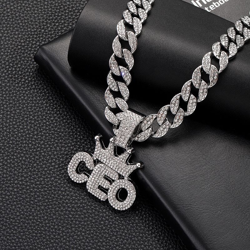 Diamantová koruna CEO Alloy Pendant Hip hop kubánský řetěz Rap personalizovaný mužský náhrdelník_voghion.com