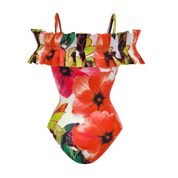 Vêtements pour femmes Maillot de bain une pièce sexy Maillot de bain rétro Robe de plage en mousseline_voghion.com