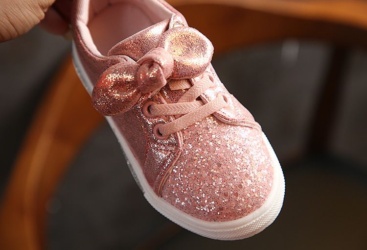 Scarpe casual con suola morbida per studenti primavera e autunno, versione coreana estiva 2024 per bambine, con fiocco di paillettes_voghion.com