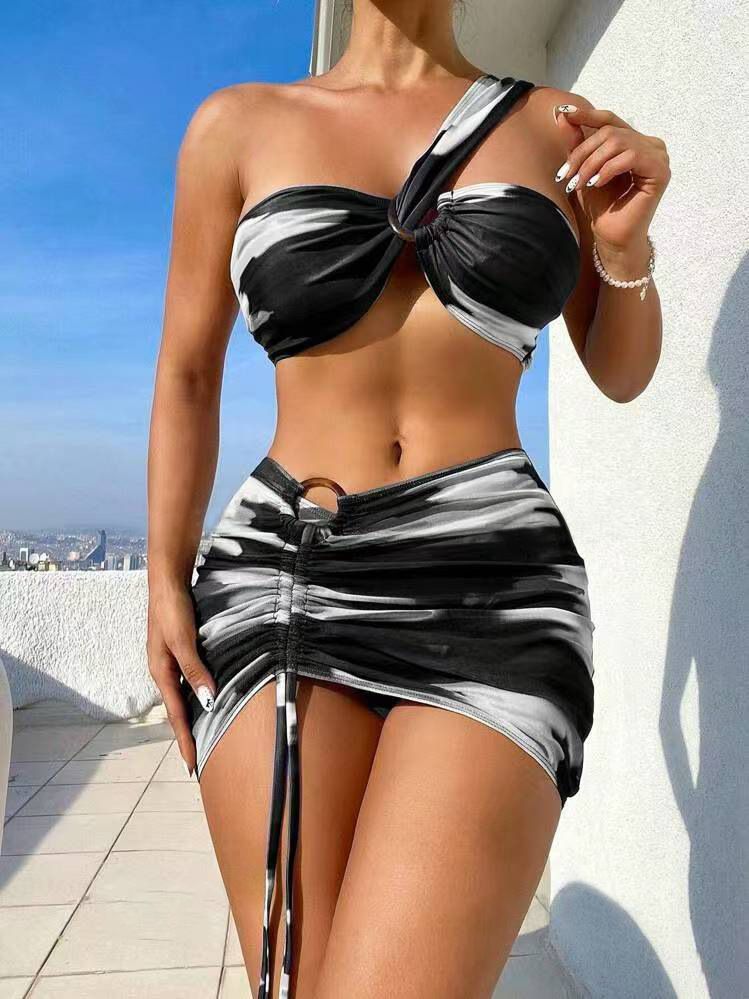 Dameskleding Badpak Tie Dye Bedrukt Dames Driedelig Bikini Badmode_voghion.com