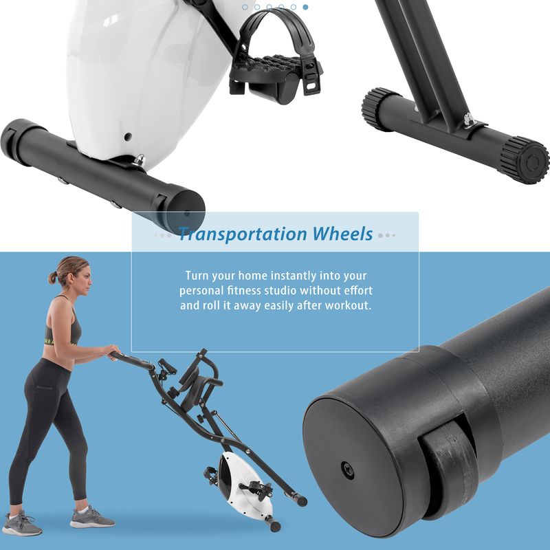 Folding Exercise Bike, Fitness Upright And Recumbent X-Bike With 16-Level Adjustable Resistance, Arm Bands And Backrest_voghion.com
