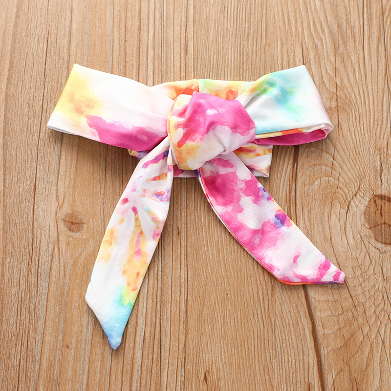 Vêtements pour bébés filles, haut à manches courtes, teinture par nouage, denim évasé, costume trois pièces bleu, pantalon pour filles_voghion.com