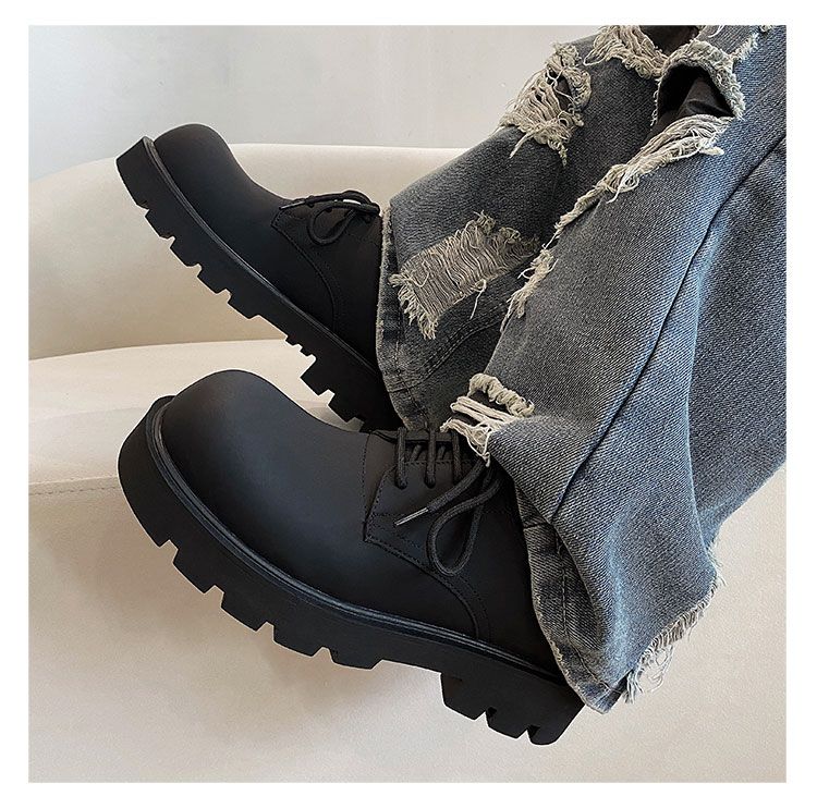 Charcoal Black Frosted And Matte Fancy Casual Derby Shoes_voghion.com