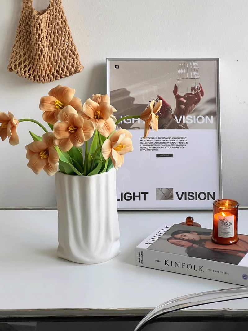 Ins Bionic Bouquet PU Tulip Artificial Flower Simulation Flower High Grade Realistic Living Room Table Decoration Flower Arrangement_voghion.com