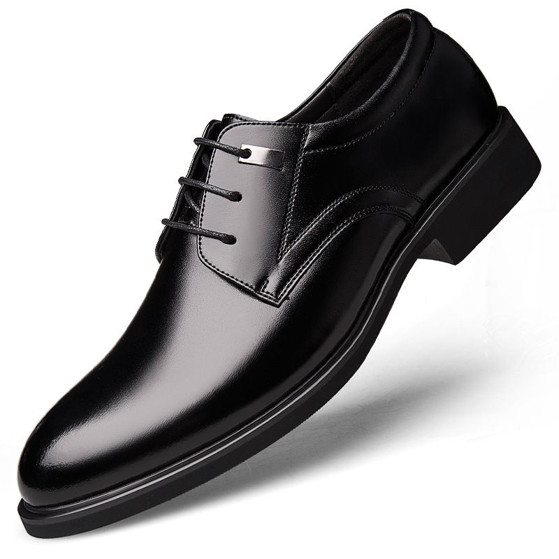 Zapatos de cuero para negocios de verano, con alzas, versión coreana informal con aberturas, para hombre._voghion.com