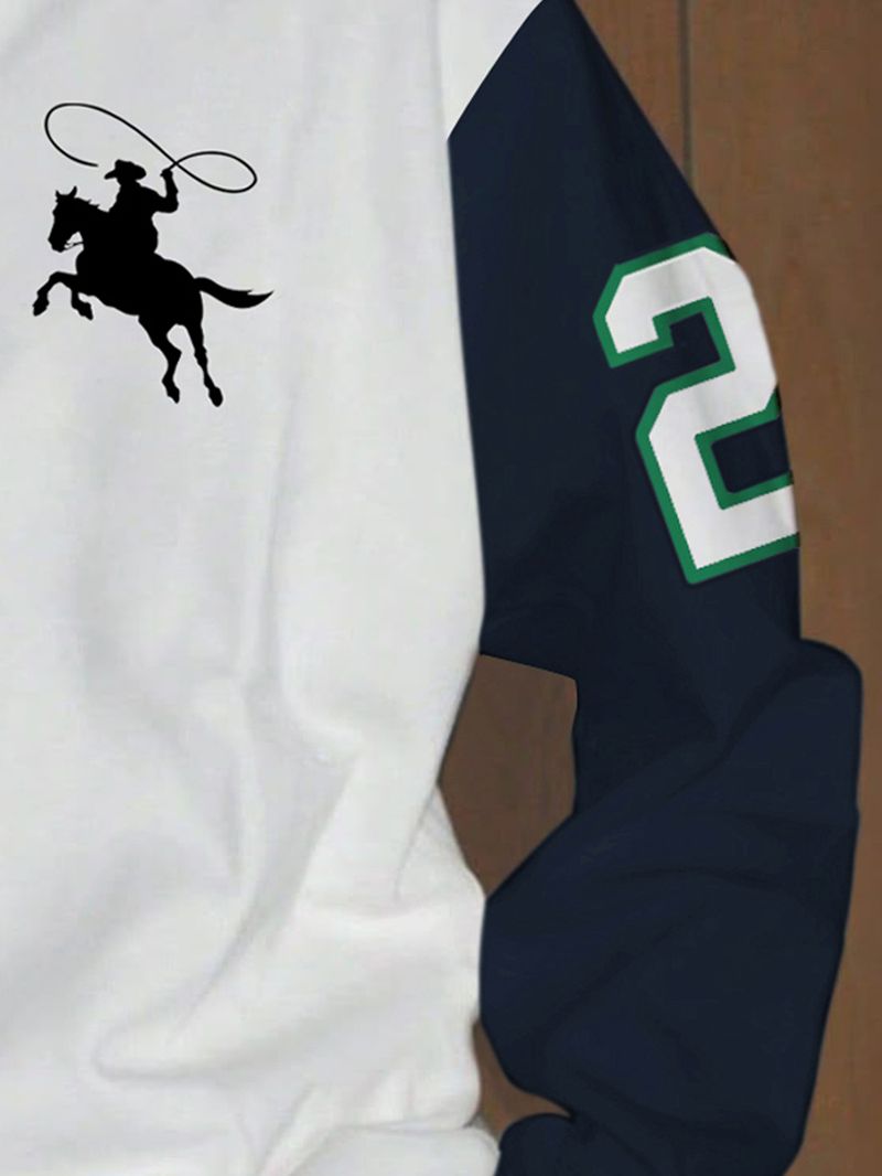 Herrenbekleidung Poloshirts Lässig Bedrucktes Revers Langarm-Poloshirts Herren_voghion.com