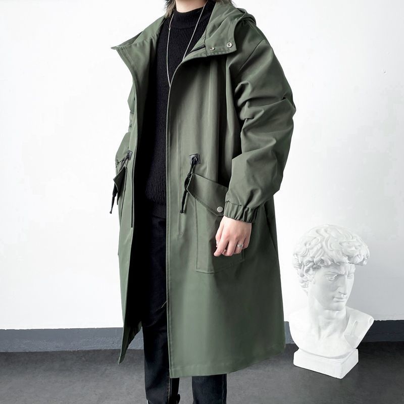 Shanli Dadi Spring And Autumn Youth Trench Coat Men's Ins Mid-Length Casual Hooded Jacket Korean Version Trendy_voghion.com