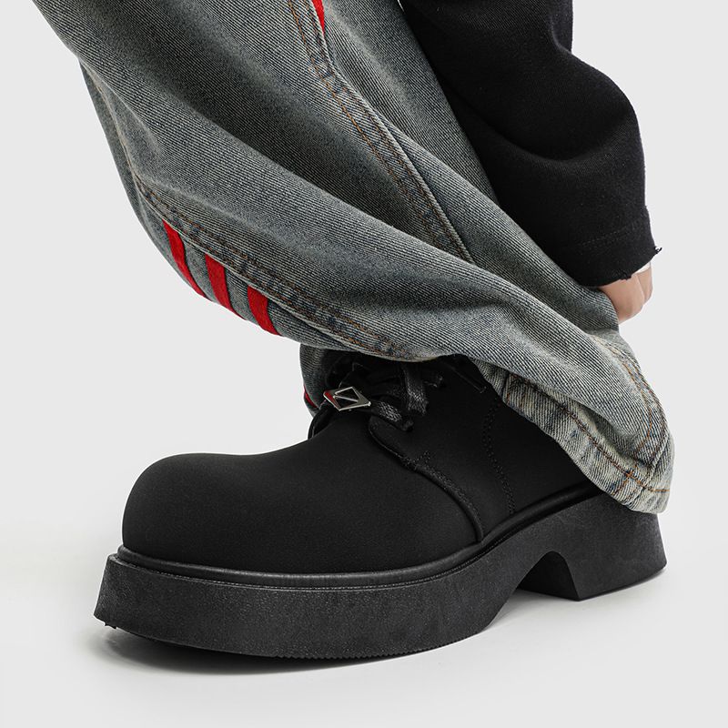 Geeignet für alle Jahreszeiten Herren Leder Derby High-End Nischendesign Britischer Stil Dickbesohlte Casual Campus Big Head Schuhe Z116_voghion.com