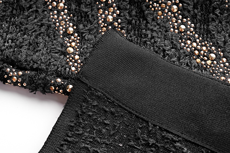 Ropa de mujer Otoño e invierno Moda de lana Chaqueta tipo cárdigan de diamantes calientes Abrigo Chaleco sin mangas Temperamento Falda de cadera Traje_voghion.com
