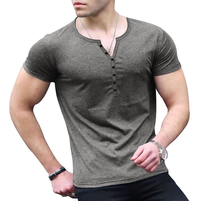 Maglietta dimagrante Henry Shirt da uomo, tinta unita, con bottoni, collezione estiva 2025, di qualità imbattibile_voghion.com