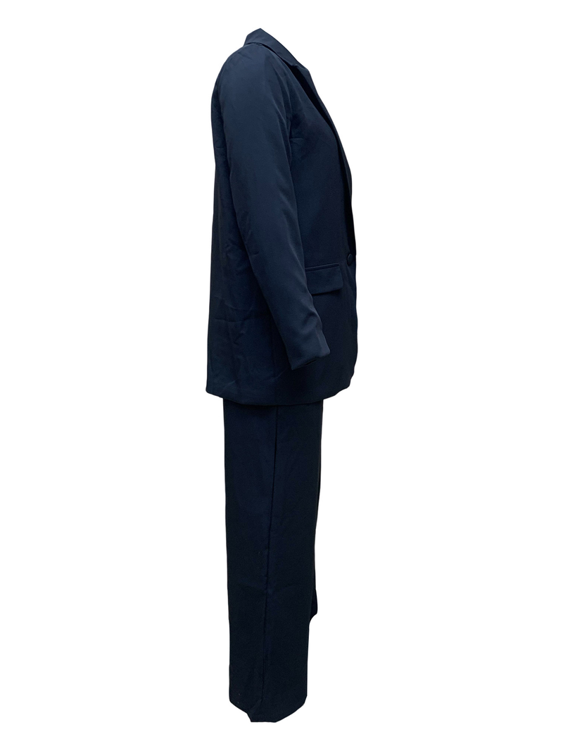 Pantaloni larghi da donna a gamba larga a vita alta a maniche lunghe con risvolto casual, due pezzi_voghion.com