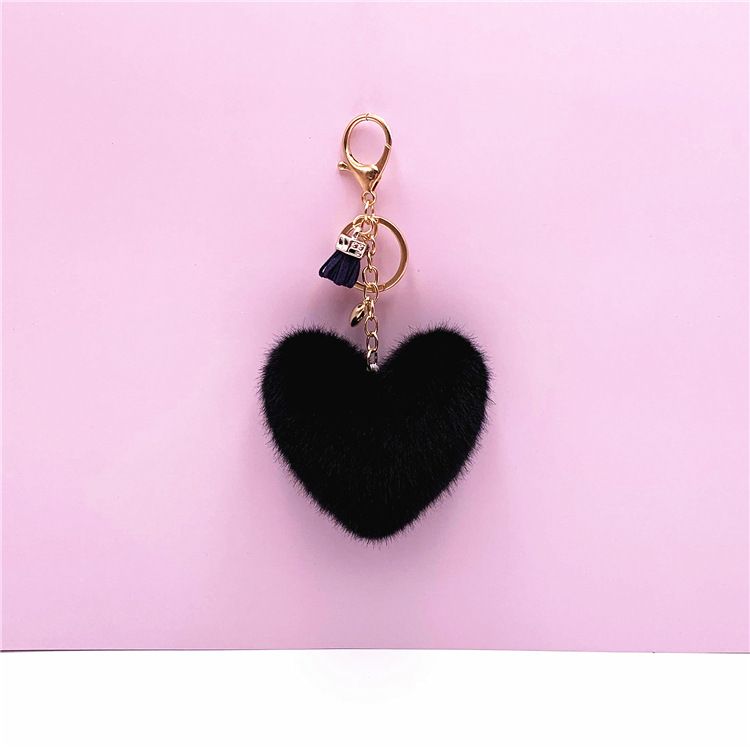 Portachiavi con ciondolo a forma di cuore, con ciondolo a forma di cuore, in peluche, per auto, con anello, creativo, piccolo regalo_voghion.com