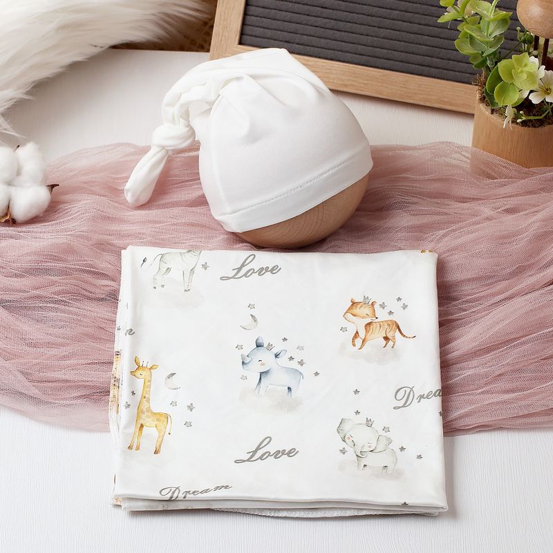 Ylsteed Bear Print Newborn Photography Wrap Blankets Matching With Hats Infant Photography Props Cartoon Picture Shoot Swaddle_voghion.com