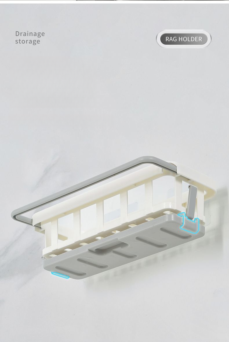 Kitchen Storage No-Drill Wall-Mounted Miscellaneous Organizer Multi-Functional Draining Spice Rack Sink Artifact_voghion.com