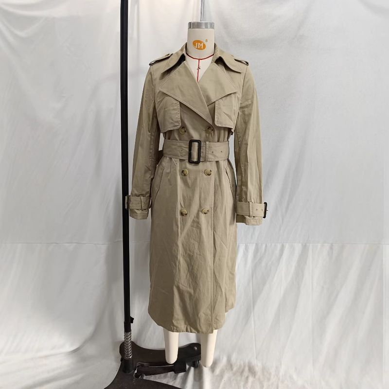 Jachetă nouă pentru femei, la modă, cu cataramă dublă, cu curea, stil clasic, rezistentă la vânt, W 69022_voghion.com