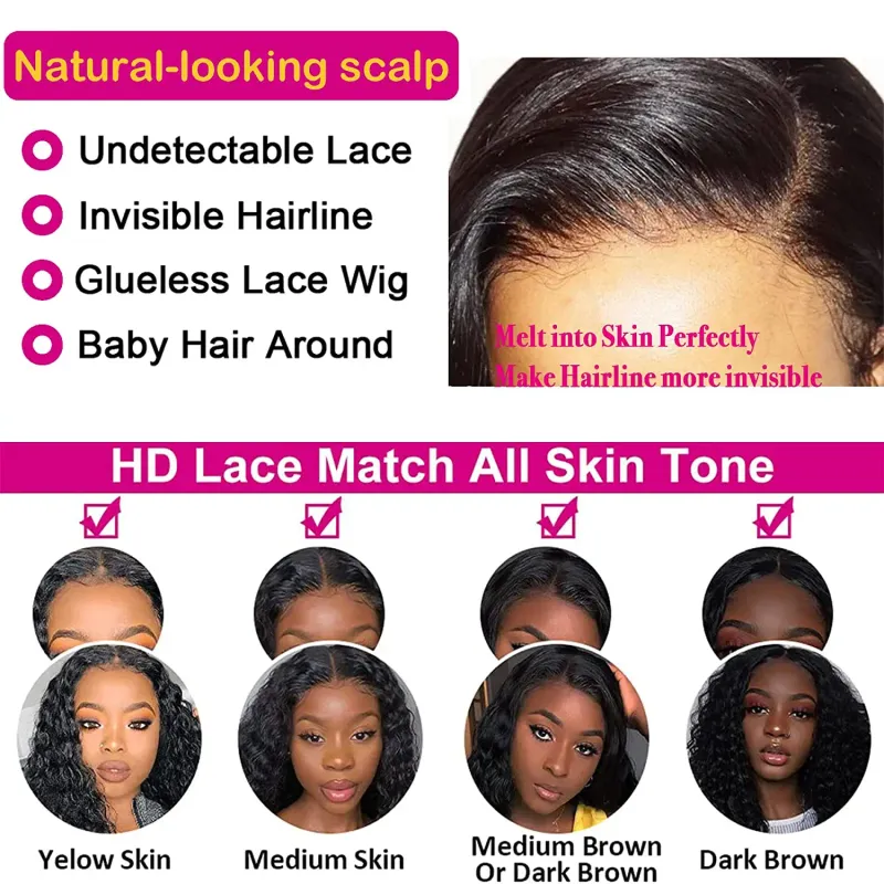 Curly Swiss Lace Wig Human Hair Deep Wave Brazilian Lace Frontal Water Wave Closure Wigs_voghion.com