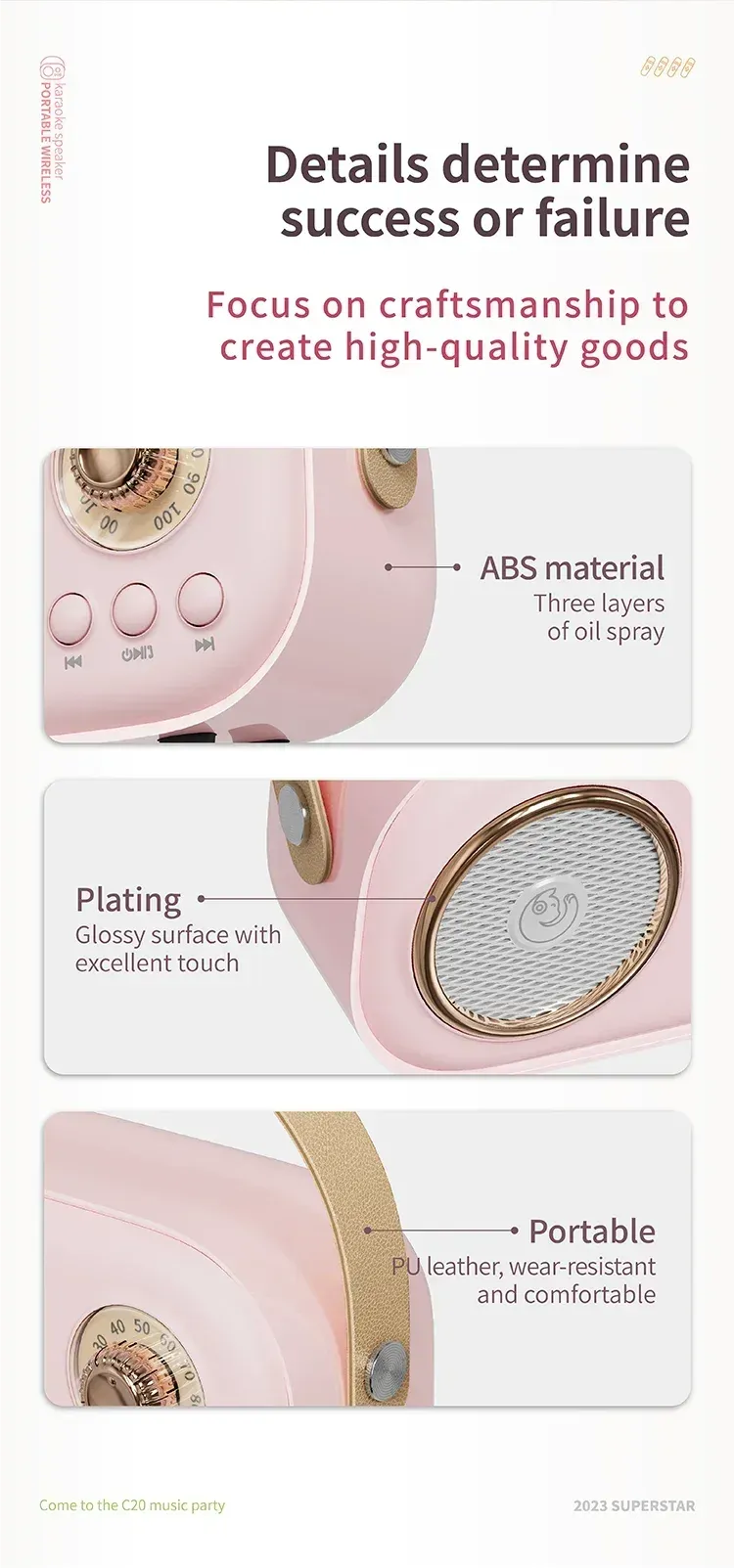 Altoparlante Bluetooth con 1-2 microfoni wireless, supporto per karaoke, scheda TF, riproduzione FM, bassi HIFI, chiamata in vivavoce per bambini_voghion.com