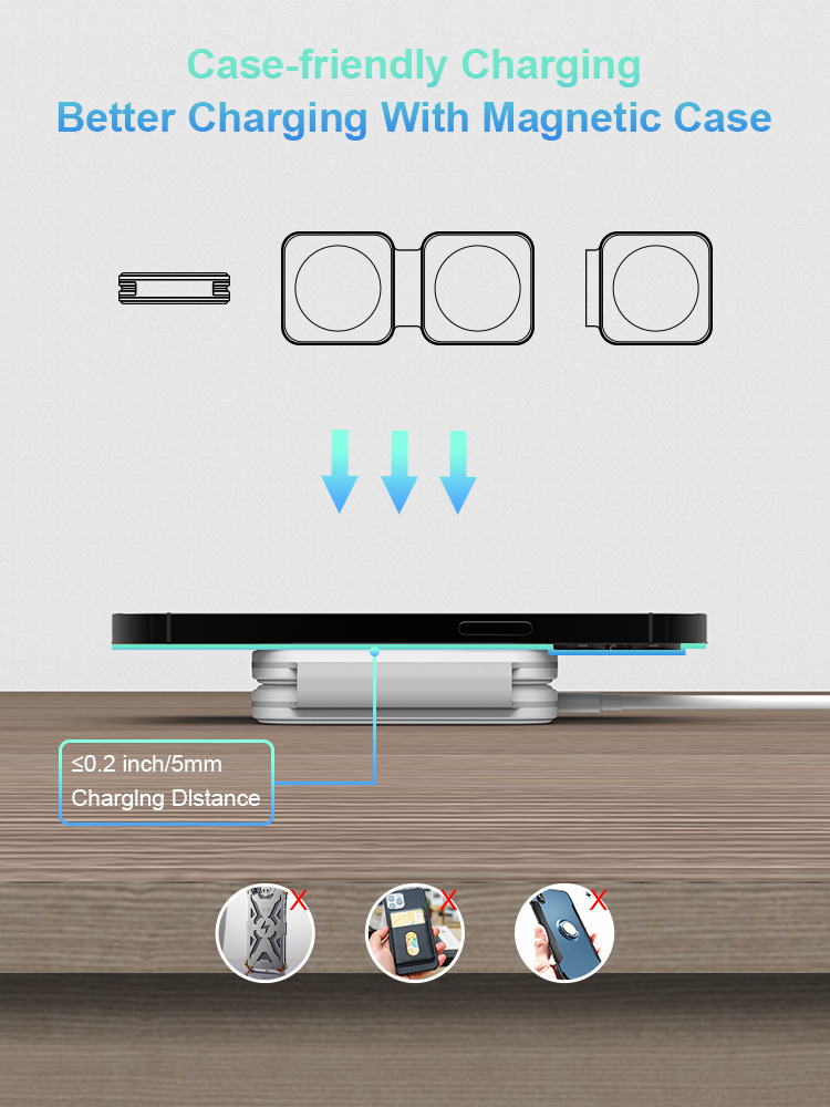 New Arrival Explosive 2-in-1 Desktop Dual Magnetic 15W Magnetic Wireless Fast Charger_voghion.com