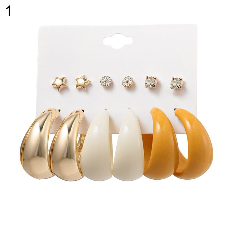 Yamaler 1 set hoepel C-vorm eenvoudige acryl geometrie lichtgewicht bungelende oorbellen voor dagelijks gebruik_voghion.com