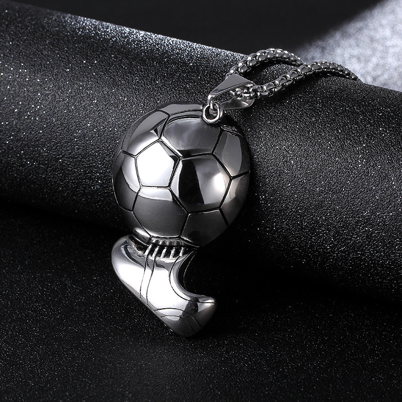 Fashion Soccer Shoe Sneaker Pendant Necklace Football Stainless Steel Chain Necklaces For Men Hip Hop Sports Charm Jewelry_voghion.com