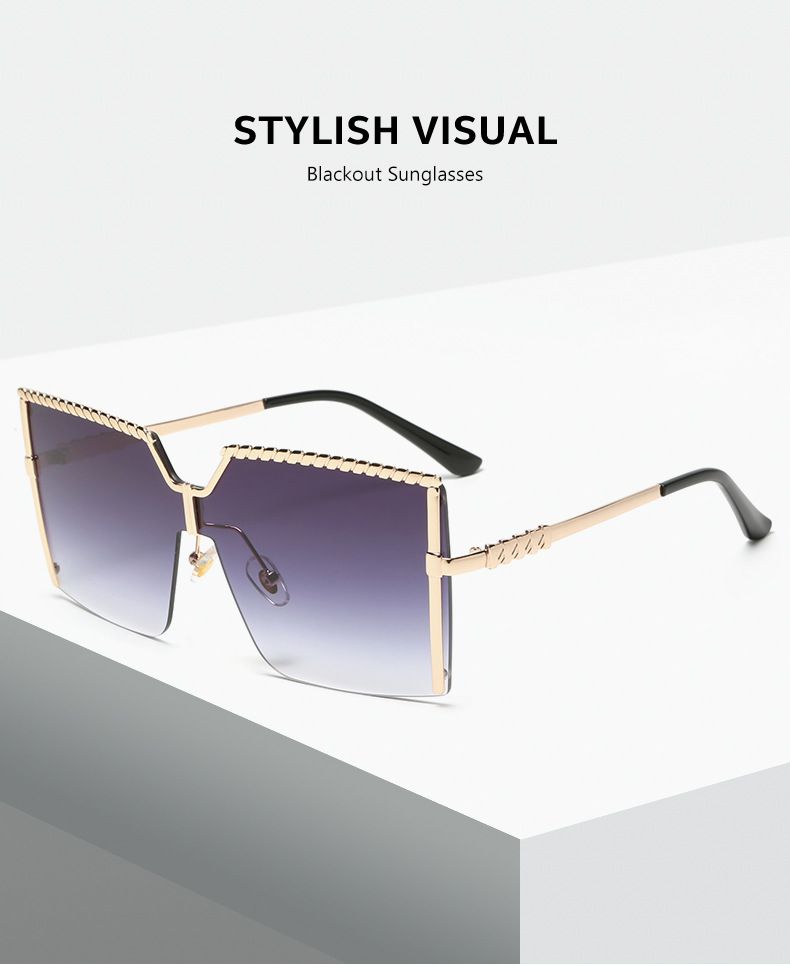 Square Half Frame Sunglasses For Women - Large Gradient UV400 (Class 3, Fashionable)_voghion.com