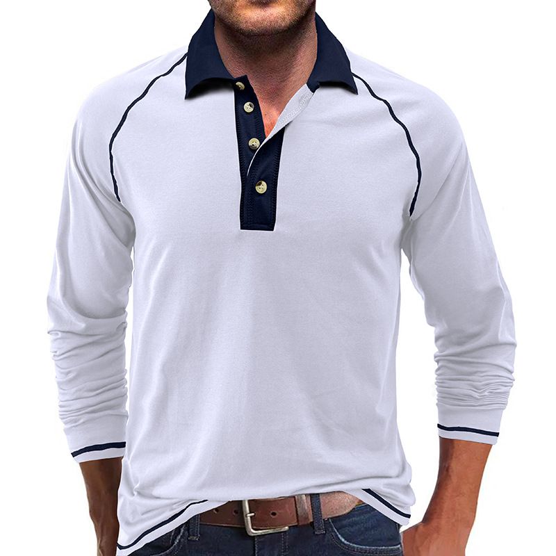 Herren Langarm Revers T-Shirt Herren Poloshirt Herren Herbst Unterhemd Top_voghion.com