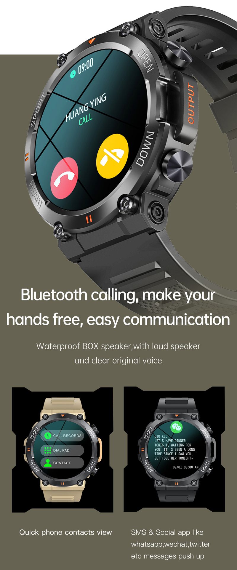 Bluetooth Arama, Fitness Takip, Kalp Atış Hızı Monitörü ve Su Geçirmez Spor Akıllı Saati Özellikli K56Pro Akıllı Saat_voghion.com
