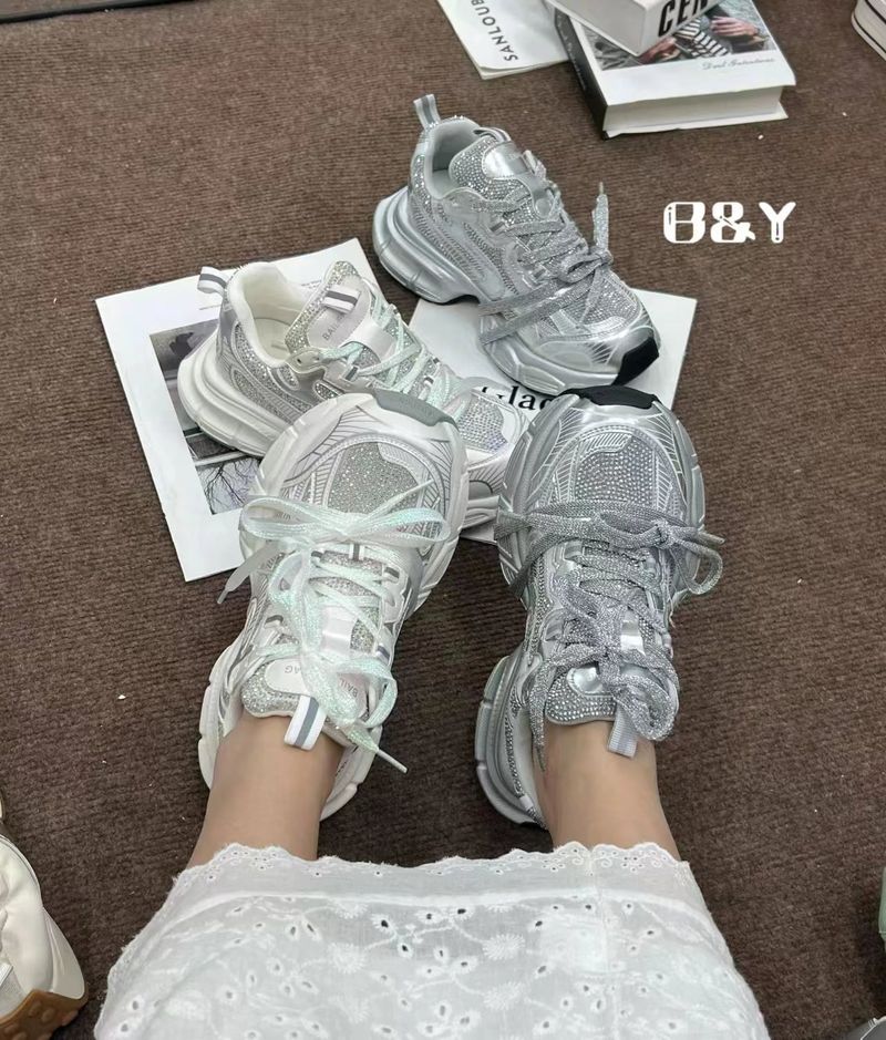 Water Diamond Echtes Leder Paris Dad für Frauen 2024 Frühjahr/Sommer Neue Dicke Sohle Vielseitig Mesh Atmungsaktiv Sport und_voghion.com