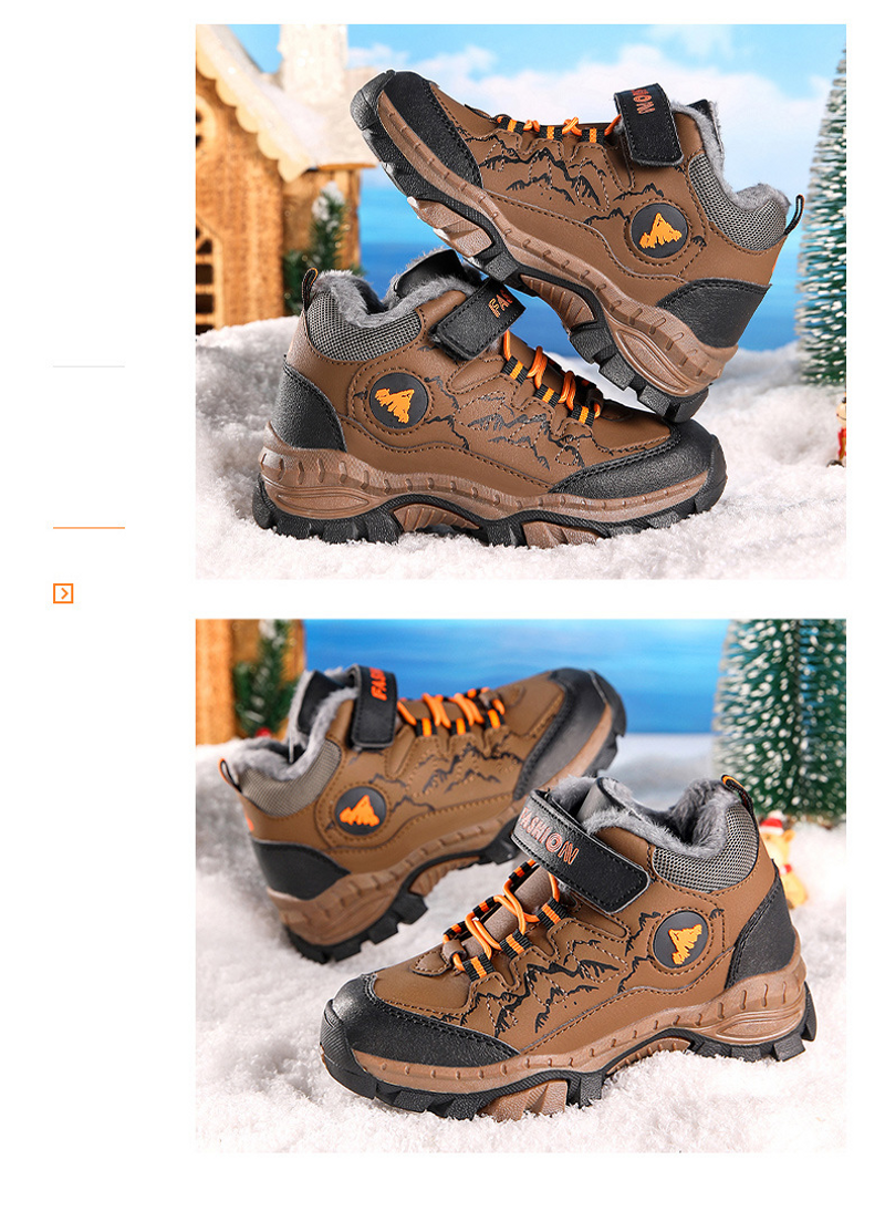 Escursionismo invernale per bambini di grandi e medie dimensioni con scarpe di cotone ispessito di lana per ragazzi_voghion.com