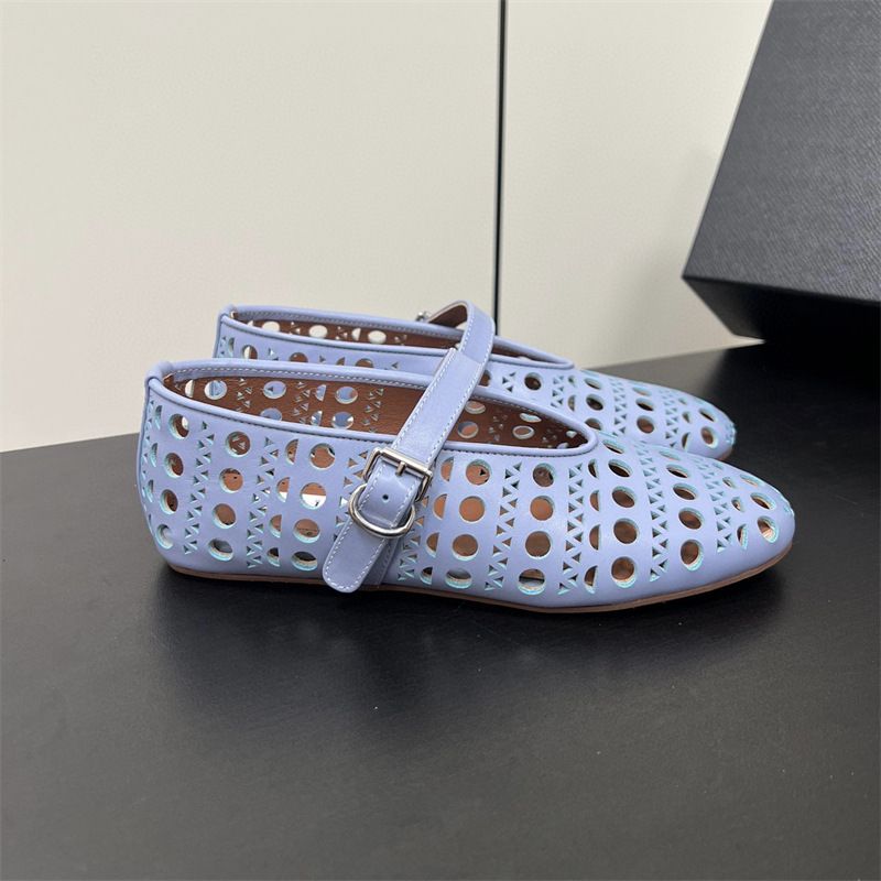 2024 Ala Fashion Show ~ Hollow fund moale Ballet Flat cu găuri Mary Jane Pantofi singuri pentru femei_voghion.com