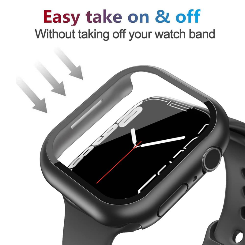 Glass+Cover For Apple Watch case 45mm 41mm 44mm 40mm 42mm 38mm iWatch 8 3 6 SE Screen Protector Apple watch series 7 Accessories_voghion.com