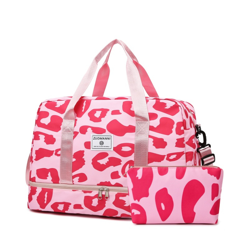 Leopard Pattern Travel Duffle Bag, Nylon Large Capacity Sports Gym Bag, Lightweight Carry On Luggage_voghion.com