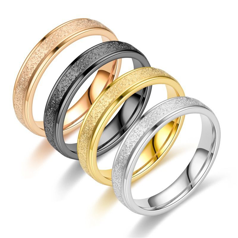 Light luxury design starry sky titanium steel frosted ring female temperament niche non fading ring hand jewelry_voghion.com