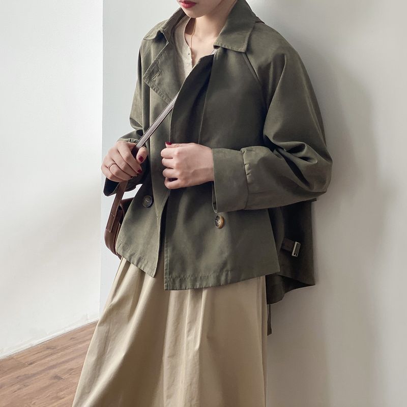 Women's Clothing spring new retro short windbreaker for small men female chic loose temperament coat 7962_voghion.com