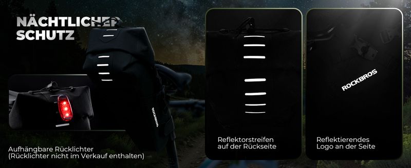 Borsa da sella ROCKBROS 3L, borsa portapacchi per bicicletta, borsa da viaggio per biciclette_voghion.com