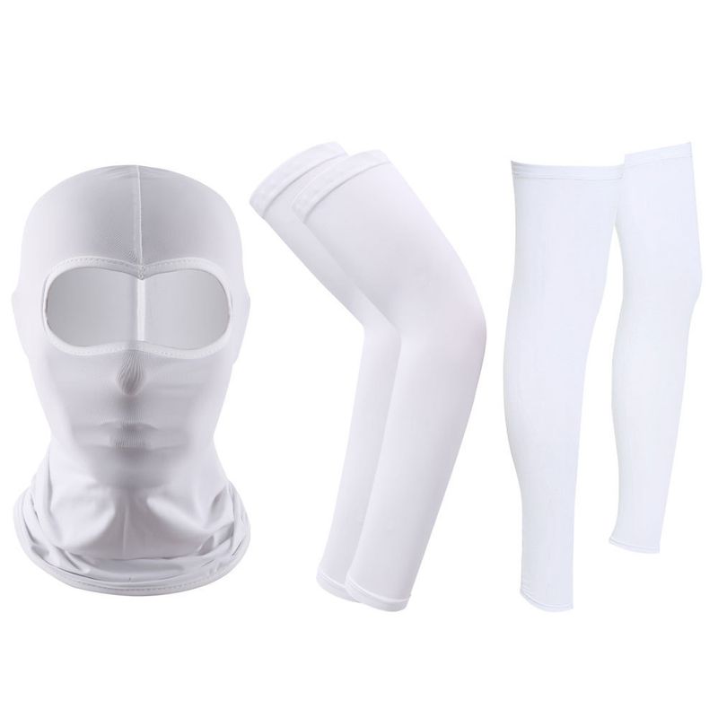 LazyZoom Masque de cyclisme d'été en nylon, ensemble de trois pièces, protection solaire décontractée pour les bras et les jambes en soie, pour sports de plein air_voghion.com