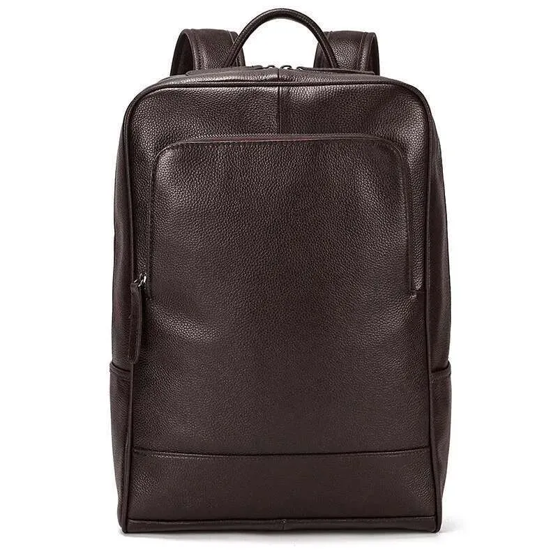 Echtes Leder Schule Für Männer Frauen Schwarz Rindsleder Rucksack 14 15 16 Zoll Laptop Rucksäcke Reisetasche Männlich Weiblich Neu_voghion.com