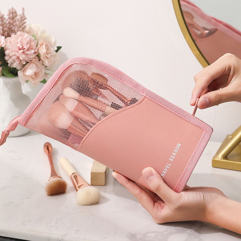 Reise-Kosmetikständer mit Reißverschluss und Pinselhalter für die Make-up-Organisation_voghion.com