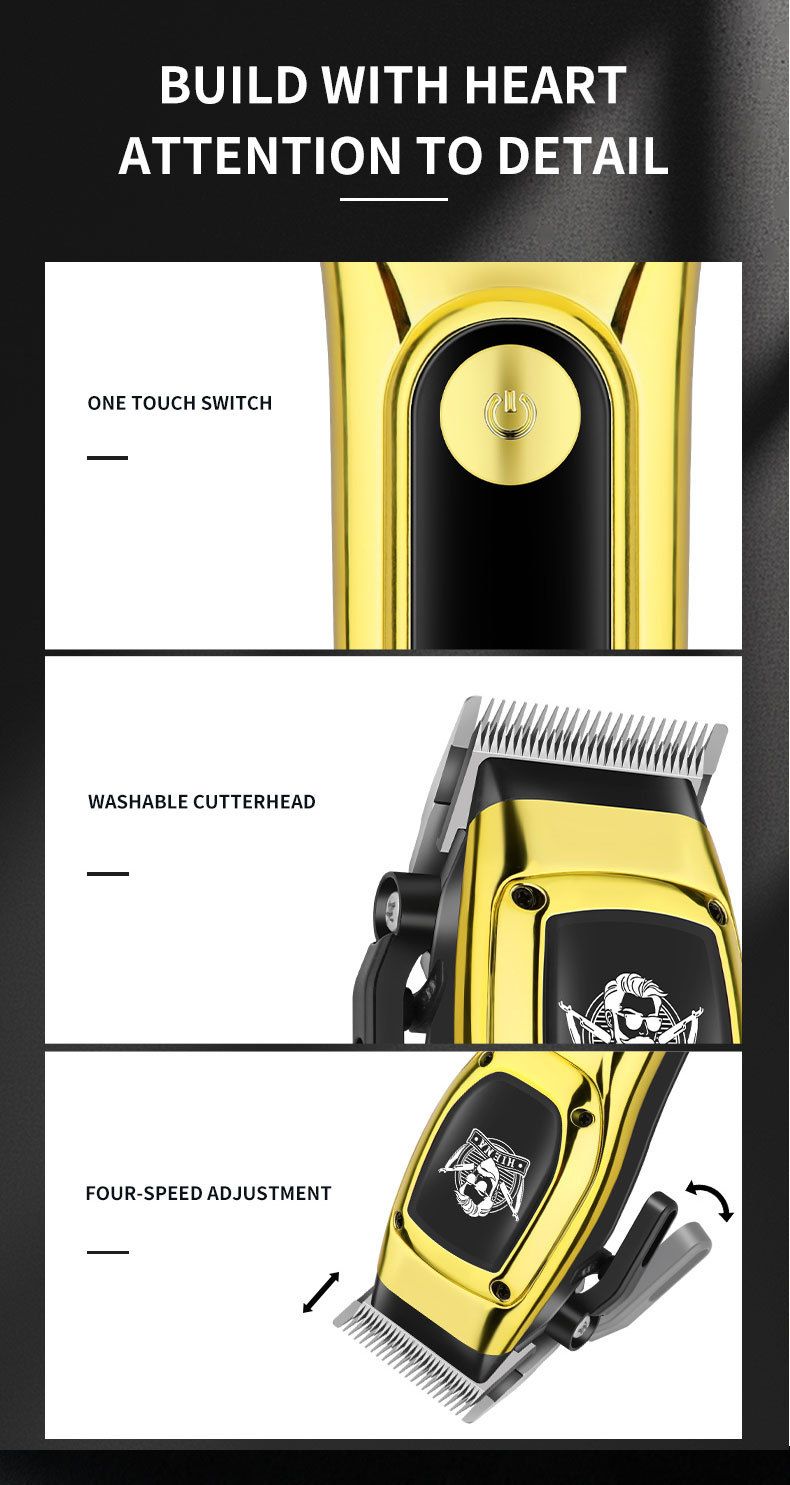 Professional Hair Clipper – Cordless Rechargeable Trimmer For Men’s Bald Fades, Lineups & DIY Haircuts (Stainless Steel Blade, 3-6H Runtime)_voghion.com