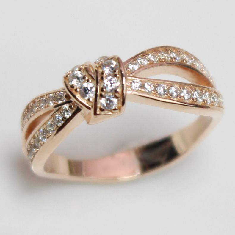 Anello con nodo a farfalla in oro rosa, nuovo, con diametro completo, per donna_voghion.com