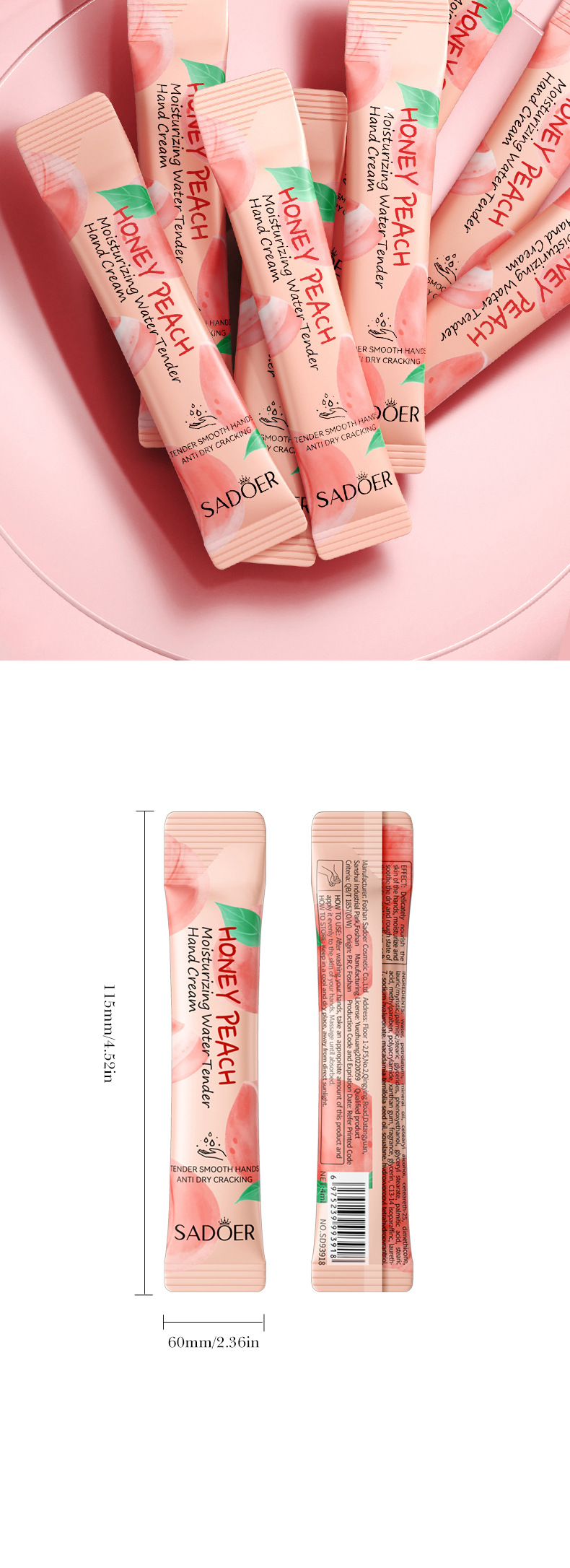Autumn and Winter Hot Selling Hand Protection Frost Bar Set SADOER Peach and Grapefruit Moisturizing Hand Cream_voghion.com