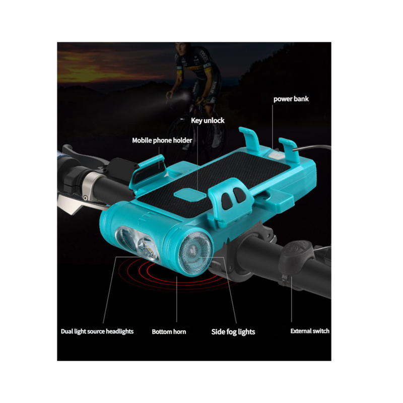 Fahrrad-Frontlicht Elektrische Hupe Ladetelefonhalter Hohe Helligkeit Taschenlampe Rennrad Mit FY-330_voghion.com