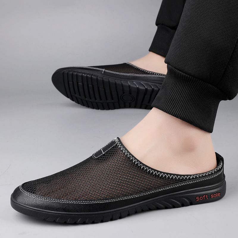 Mesh Flywoven Herrenschuhe, Freizeitschuhe, Halb-Drag, bequeme Reiseschuhe, Dad-Schuhe, Wanderschuhe_voghion.com