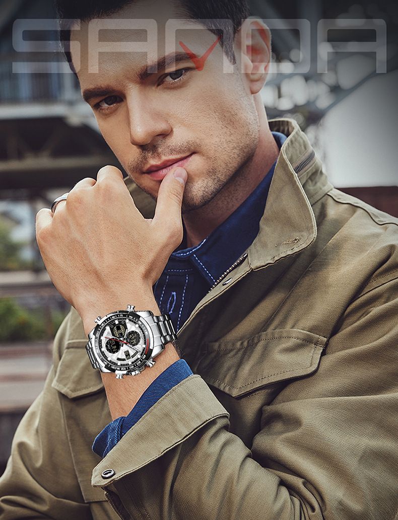 Men's Multi-Function Digital Watch With Interchangeable Straps - Waterproof, Luminous, Triple Time Zones, Stopwatch, Alarm, Calendar Round Dial Watch_voghion.com