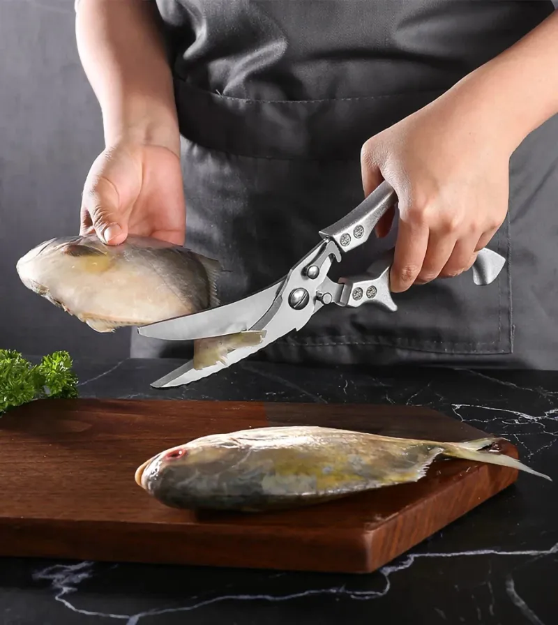 Küchenschere Huhn Knochen Küchenschere, Entenfischschneider Edelstahl Fischschere Skala Clean Cook Schere Messer_voghion.com