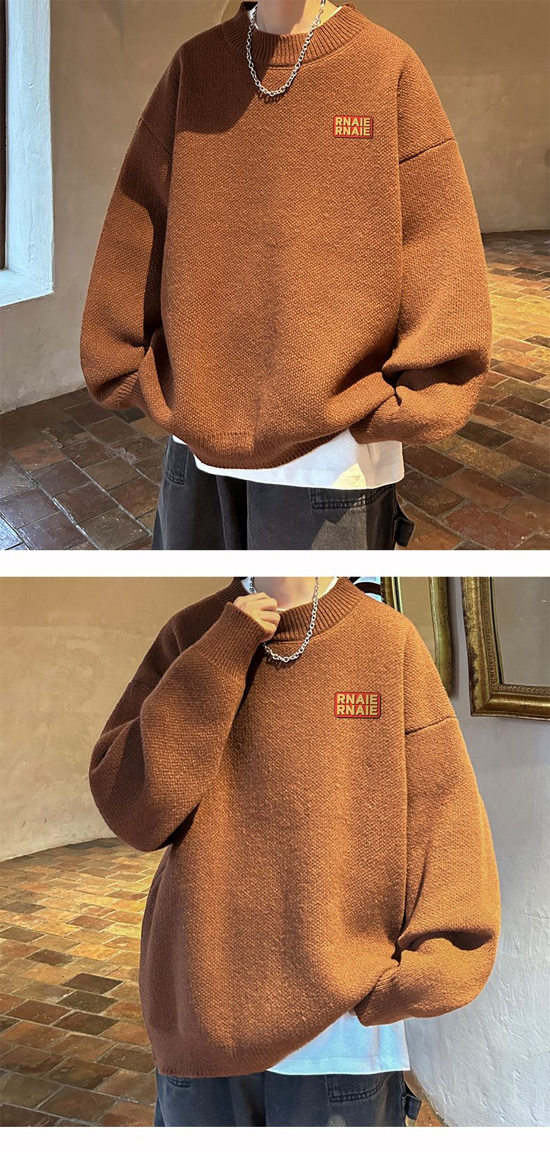 Maglione a collo alto da uomo, autunno inverno, caldo e spesso, pullover comodo, maglieria alla moda con base larga, capispalla_voghion.com