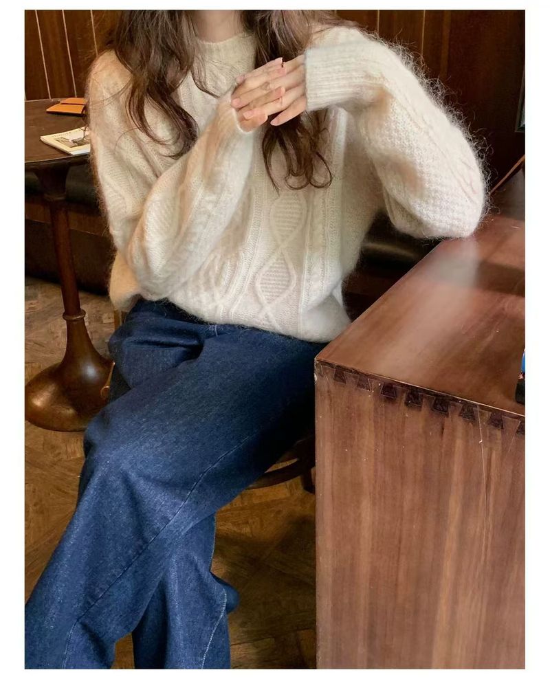 Maglione in cashmere spesso e morbido, stile pigro, 100% lana da donna, maglia autunnale e invernale per figure minute_voghion.com