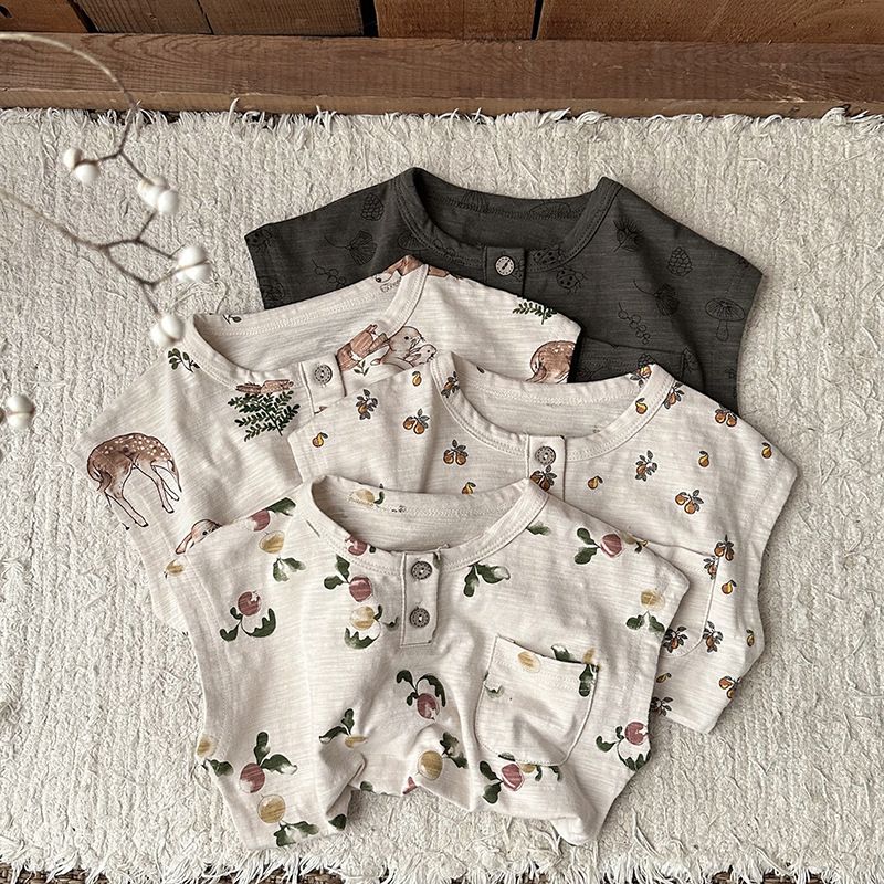 Ins Nordic Style Children's Suit Summer Cotton Children's Sleeveless Vest Fruit Floral Suit Baby Two Piece Suit_voghion.com