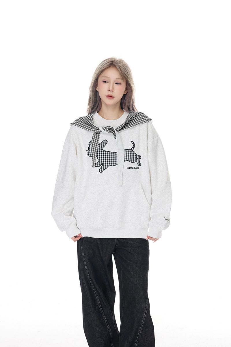 2025 New American College Puppy Stickerei Bogen Hoodie für Männer und Frauen Herbst Faul Stil Top_voghion.com